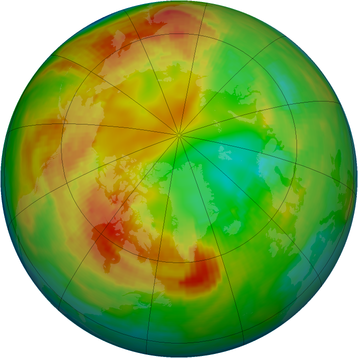 Arctic ozone map for 16 February 1992